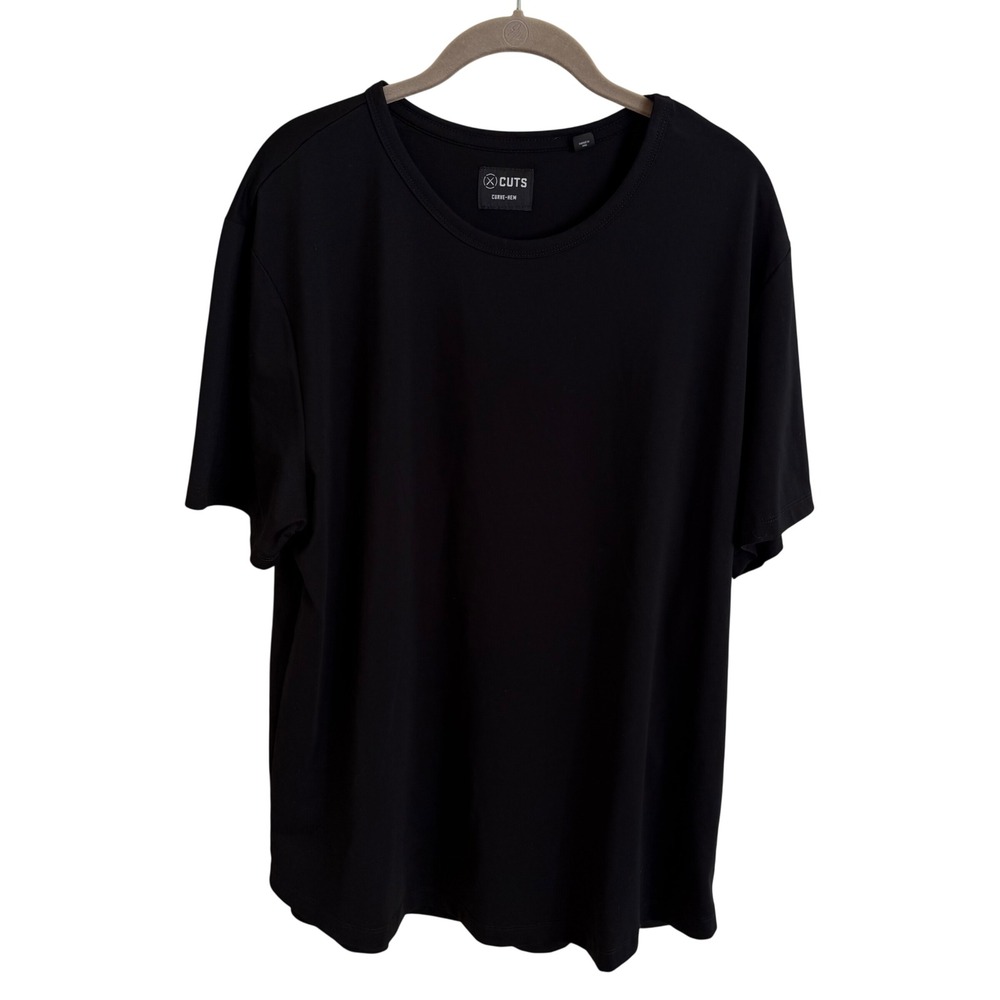 Cuts Curve-Hem Pyca Pro Black Short Sleeve Crew Neck Tee Shirt Mens XXL L1034